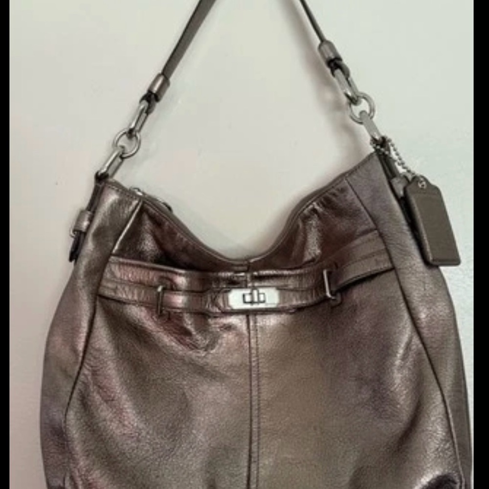 Coach Chelsea Ashlyn‎ Metallic Pewter Pebbled Leather Shoulder Bag 18211 - Picture 3 of 6